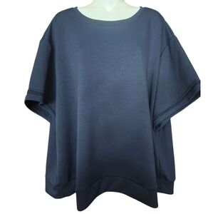 NEW ELIE Tahari Women's Dark Blue Short Sleeve Blouse T2